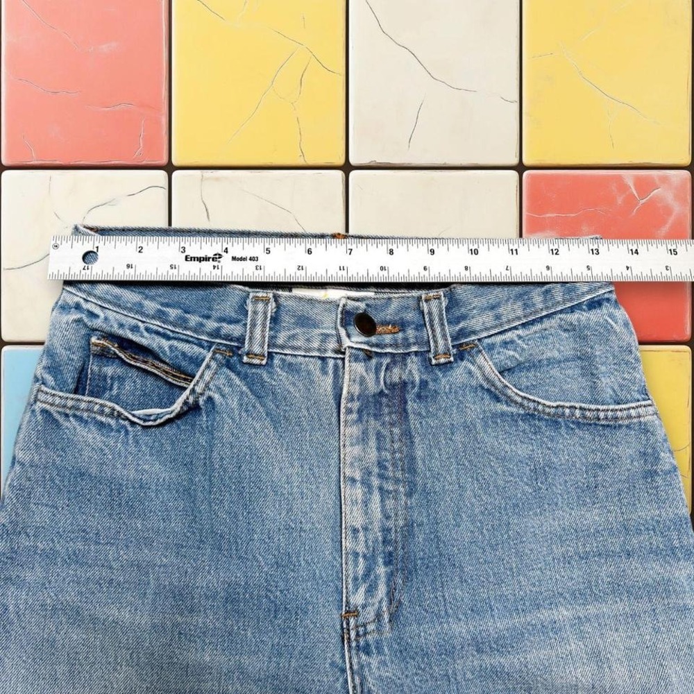 Vintage Express High Rise Jeans 90s Woman Blue 24 Small Denim Tapered USA Zipper - Picture 3 of 8